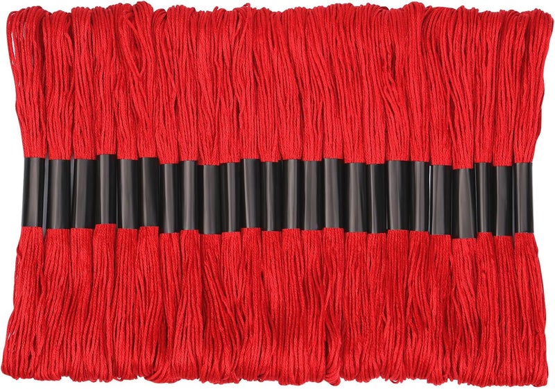 Dercuy 24 Skeins Red Embroidery Floss, Red Embroidery Cross Floss, Embroidery Thread Floss Set Including Plastic Floss Bobbins for Embroidery and Sewing - Image 1